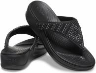 Crocs Monterey Shimmer Wedge Flip Women Black