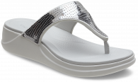 Crocs Boca Sequin Wedge Flip W Pearl White / Silver