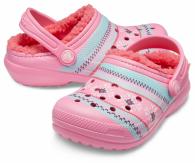  Crocs Classic Printed Lined Clog Kids Pink Lemonade