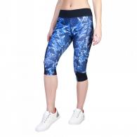 ELLE SPORT Ženske fitnes capri hlače z modnim vzorcem blue