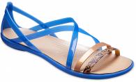 Womens Crocs Isabella Graphic Strappy Sandals Blue Jean / Gold