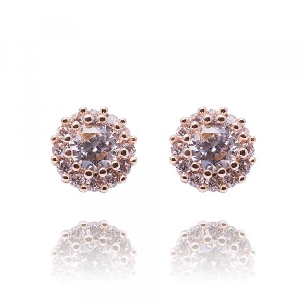 ANNIE ROSEWOOD Earrings Land Coral with white cubic zirconia in Gold