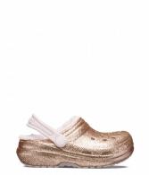 Crocs Classic Lined Glitter Clog Kids Gold / Barely Pink